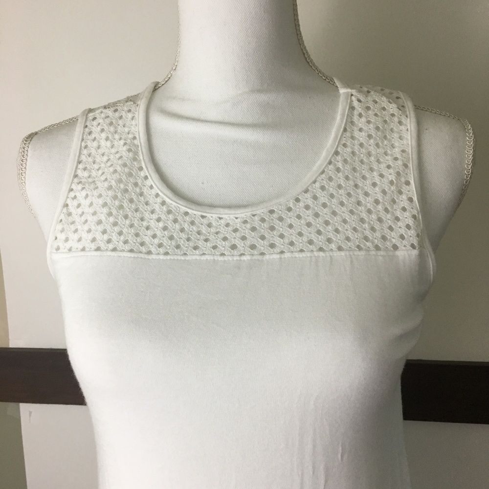 Red Haute White Lace Sleeveless Stretch Tank Top womens S Casual Summer - Picture 2 of 8